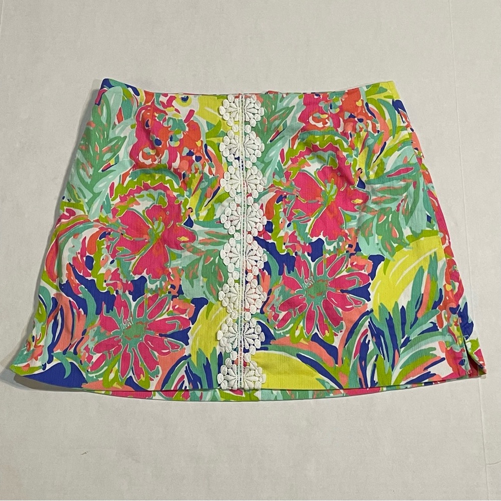 Lilly Pulitzer Womens Rhea Mini Skirt Skort in Casa Banana Tropical, Sz 6
